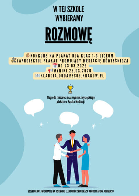 KONKURS NA PLAKAT “W TEJ SZKOLE WYBIERAMY ROZMOWĘ”